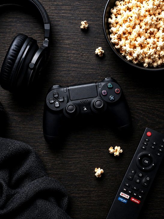 flatlayEntertainmentGainSpotQH Entertainment Reviews - gaming controller and headphones