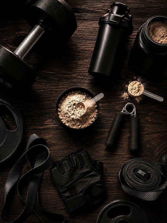 flatlayHealthGainSpotQH Health Reviews - dumbbells, supplements and fitness gear